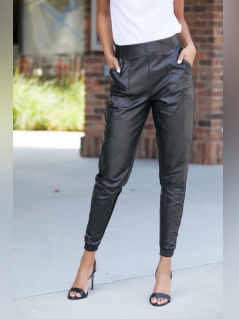Spanx Faux Leather Joggers in Black Size S